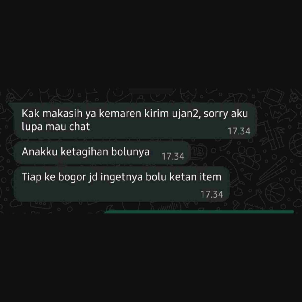 Testimoni 1 Bolu Ketan Hitam Bogor